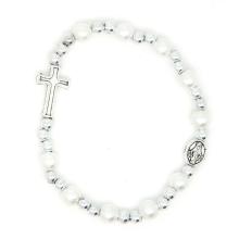Rosary Bracelet on elastic - childrens - white pearl