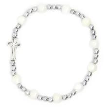 Mother of Pearl Rosary Bracelet on elastic