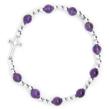 Amethyst Rosary Bracelet on elastic