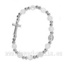 Rosary Bracelet on elastic - childrens - white pearl