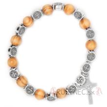 Wood Rosary Bracelet on elastic -  St. Benedict beads