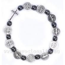Hematite Rosary Bracelet on elastic 6mm -  St. Benedict beads