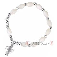 Mother of Pearl Rosary Bracelet on elastic - 6x9mm