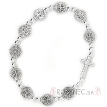 Rosenkranz Armband elastic - mit Heilig Benedictus Metallperlen