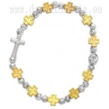 Rosary Bracelet on elastic - gold crosses