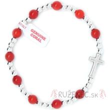 Coral Rosary Bracelet on elastic