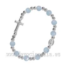 Rosary Bracelet on elastic - childrens - blue pearl