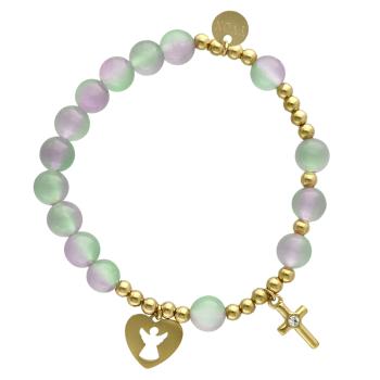 Exclusive Rosary Bracelet on elastic - selenite pearls