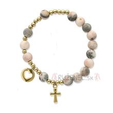 Exclusive Rosary Bracelet on elastic - pink gray opal pearls