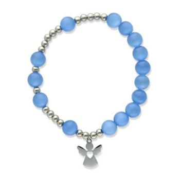 Exclusive Rosary Bracelet on elastic - blue shell pearls