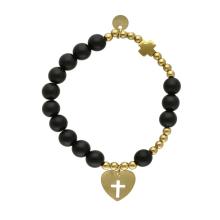 Exclusive Rosary Bracelet on elastic - black agate pearls