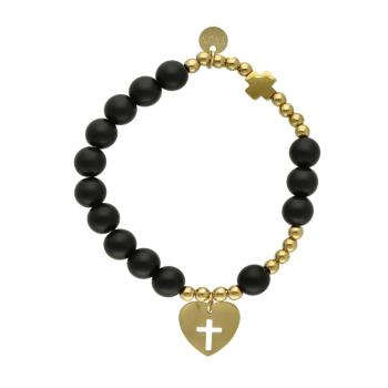 Exclusive Rosary Bracelet on elastic - black agate pearls