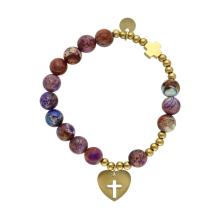 Exclusive Rosary Bracelet on elastic - purple emperor jasper pearl Exclusive Rosary Bracelet on elastic - purple emperor jasper pearl