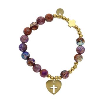 Exclusive Rosary Bracelet on elastic - purple emperor jasper pearl