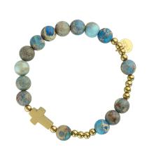 Exclusive Rosary Bracelet on elastic - blue emperor jasper pearls Exclusive Rosary Bracelet on elastic - blue emperor jasper pearls