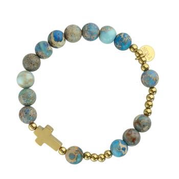 Exclusive Rosary Bracelet on elastic - blue emperor jasper pearls