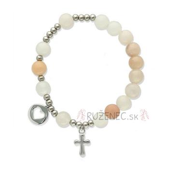 Exclusive Rosary Bracelet on elastic - pink aventurin pearls