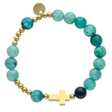 Exclusive Rosary Bracelet on elastic - blue dragon agate pearls