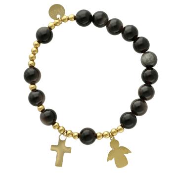 Exkluzívny ruženec na ruku - tigrie oko - čierne