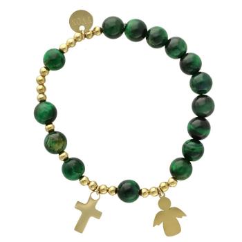 Exkluzívny ruženec na ruku - tigrie oko - zelené