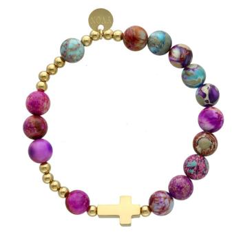 Exkluzívny ruženec na ruku - fialový cisársky jaspis