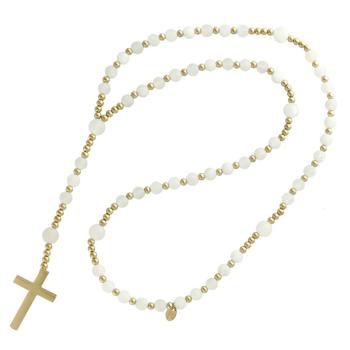 Exkluzivní růženec na šňúře - bílý achát perle