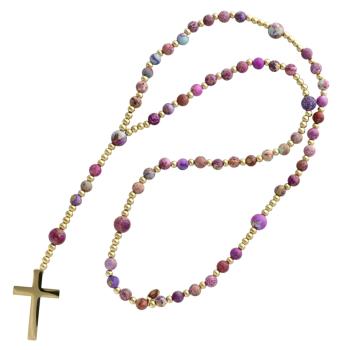 Exkluzívny ruženec na šnúre - fialový cisársky jaspis