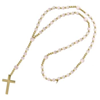 Exkluzívny ruženec na šnúre - mačacie oči ružové