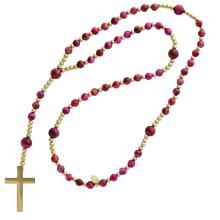 Exkluzívny ruženec na šnúre - tigrie oko - ružové