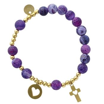 Exkluzivní růženec na ruku - fialový achát perle