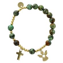 Exkluzív rózsafüzér karkötő - afrikai türkiz gyöngyök