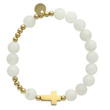 Exkluzívny ruženec na ruku - biely achát