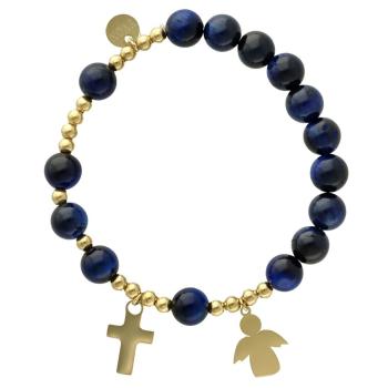 Exkluzívny ruženec na ruku - tigrie oko - modré