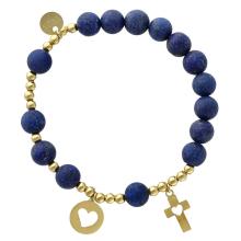 Exclusive Rosary Bracelet on elastic - blue jadeit pearls