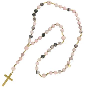 Exclusive Rosary on elastic - pink gray opal pearls