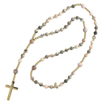 Exkluzivní růženec na šňúře - růžově šedý opál perle
