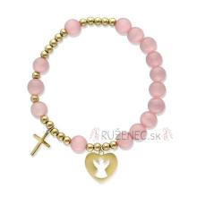 Exklusiver Handrosenkranz - Katzenauge perlen - rosa
