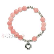 Exkluzívny ruženec na ruku - ružový krištáľ perly