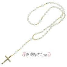 Exclusive Rosary on elastic - cats eye pearls - white