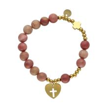 Exclusive Rosary Bracelet on elastic - rodochrozit pearls