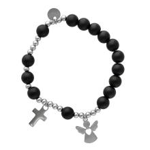Exclusive Rosary Bracelet on elastic - black agate pearls