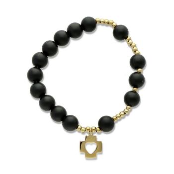 Exclusive Rosary Bracelet on elastic - black agate pearls