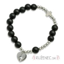 Exclusive Rosary Bracelet on elastic - black agate pearls