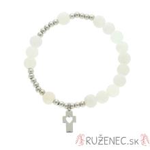 Exkluzívny ruženec na ruku - achát biely matný