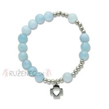 Exclusive Rosary Bracelet on elastic - aquamarin pearls