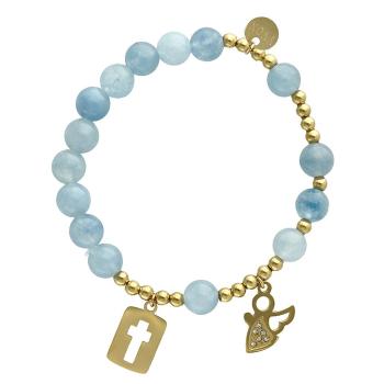 Exclusive Rosary Bracelet on elastic - aquamarine pearls