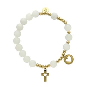 Exkluzívny ruženec na ruku - biely achát
