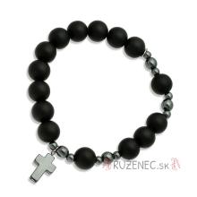 Exclusive Rosary Bracelet on elastic - black agate pearls