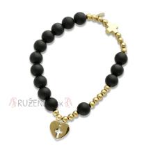 Exclusive Rosary Bracelet on elastic - black agate pearls