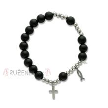 Exclusive Rosary Bracelet on elastic - black agate pearls